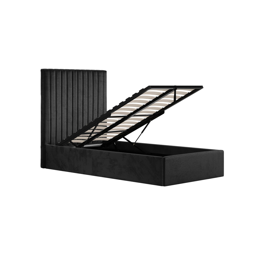 Berlin Black Velvet Tall Ottoman Single Bed